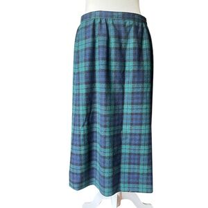 Vintage Wool Pendleton Blue & Green Tartan Long Skirt